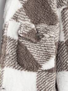 Manfinity RebelGame Loose Fit Buffalo Plaid Print Drop Shoulder Teddy Jacket, Without T-Shirt - Multicolor - View 5