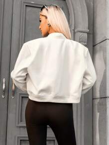 GENKIRA Flap Pocket Bomber Jacket - Beige - View 2