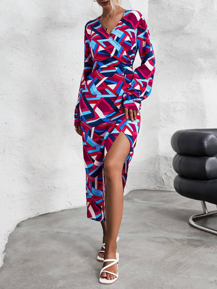 SHEIN LUNE In Địa lý Viền không đối xứng Đầm - Nhiều màu - Xem 1