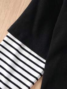 SHEIN Chica Joven Camiseta 2 en 1 de rayas & con estampado de figura - Multicolor - Ver 5