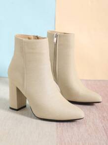 Timesize Fall/Winter Apricot Ankle Boots For Women, Fashion Short Boots, Chunky Heel Boots, Extremely High Heel Boots - Apricot - View 6