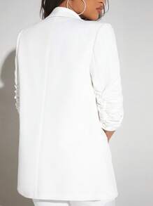 SHEIN SXY Shawl Neck Open Front Blazer & Pants Without Cami Top In Fall/Winter - White - View 3