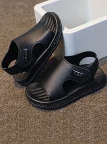 Chicos Sandalias con tira con estampado de letra cierre de gancho y bucle para exterior - Negro - Ver 3