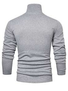 Manfinity Men Letter Graphic Turtleneck Tee - Light Grey - View 2