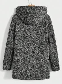 Manfinity VCAY 男士拉链泰迪熊内衬连帽大衣（不含毛衣），适合秋冬 - 深灰色 - 查看 2