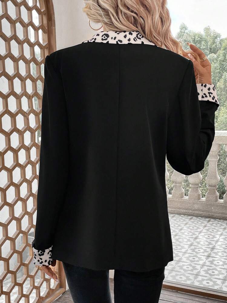 Leopard Print Lapel Neck Blazer