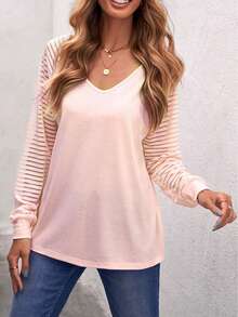 CILKOO 條紋插肩袖T恤 - 粉色 - 查看 4