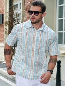 Manfinity Homme Men Plus Striped Print Shirt - Multicolor - View 1