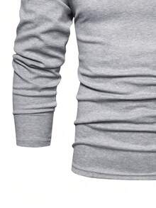 Manfinity Men Letter Graphic Turtleneck Tee - Light Grey - View 4