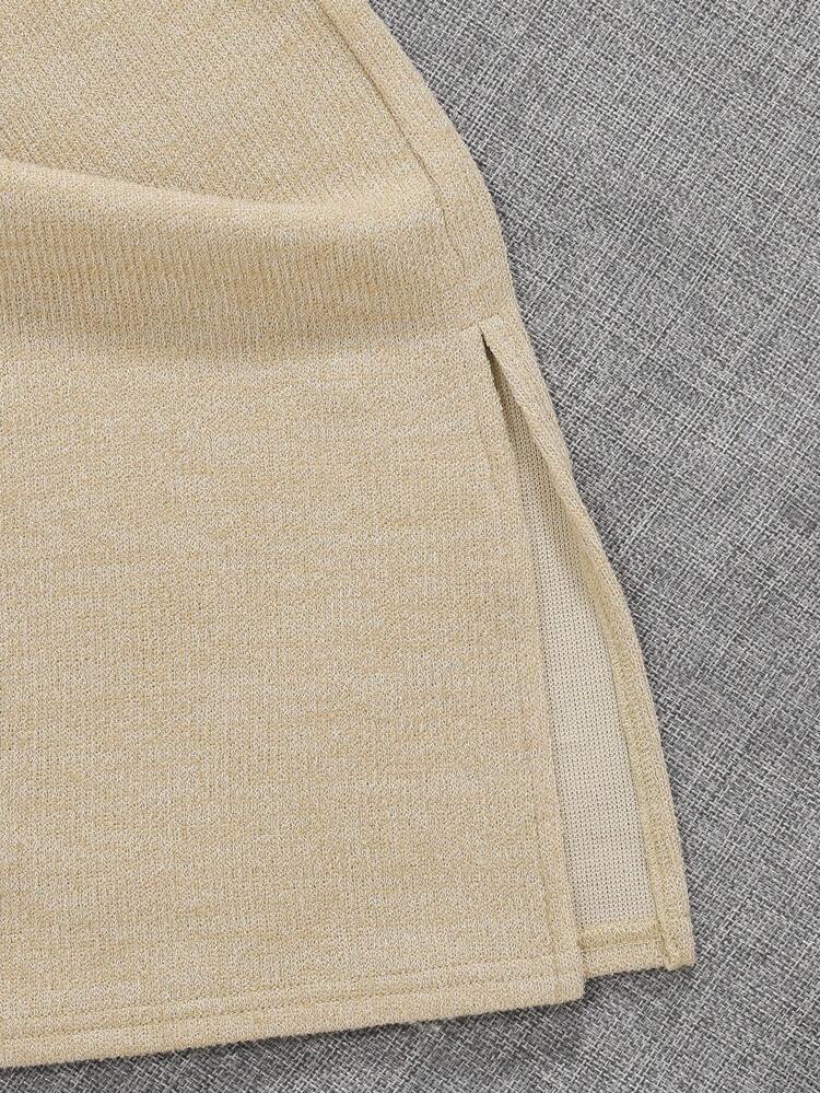 Teen Girl Letter Patched Drop Shoulder Tee & Flare Leg Pants