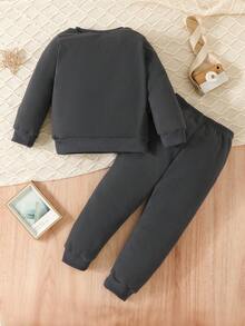 男小童字母圖案衛衣和衛褲 - 灰色 - 查看 2