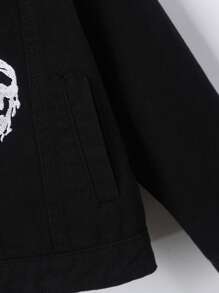 Tween Boy Halloween Skull Print Denim Jacket Without Tee