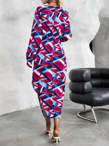 SHEIN LUNE In Địa lý Viền không đối xứng Đầm - Nhiều màu - Xem 3