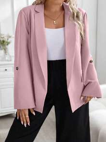 SHEIN Clasi 大碼西裝領捲邊袖開門襟西裝外套