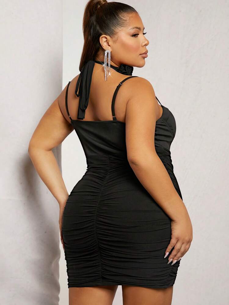 Plus Ruched Bustier Bodycon Dress