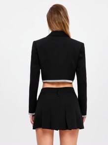 RueChic Solid Crop Blazer - Black - View 2
