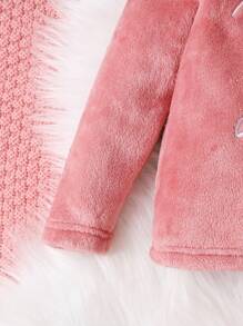 Young Girl Embroidered Eyelash Detail Flannel Homewear Set