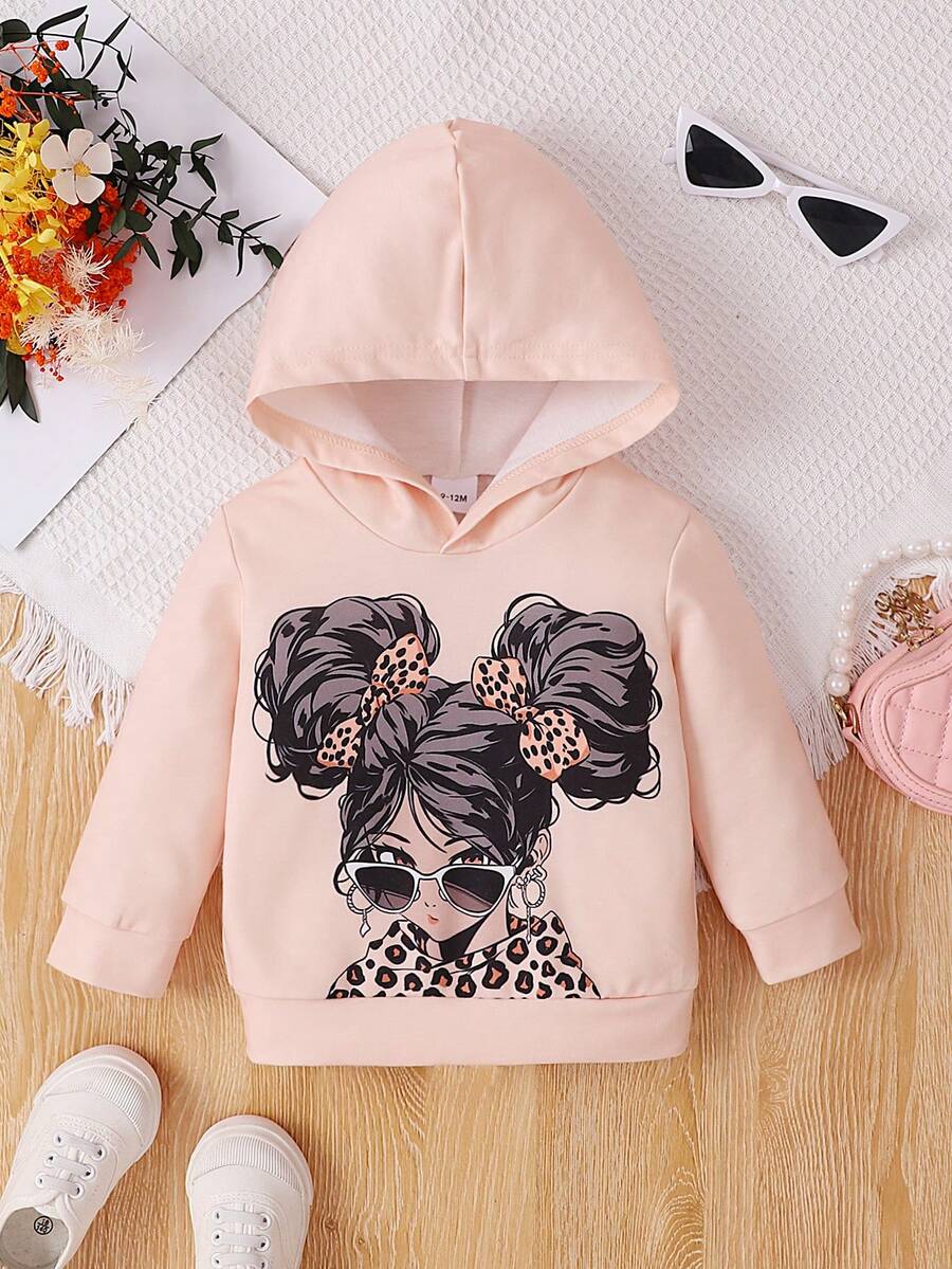 Baby Girl Figure Graphic Sweatshirt - Apricot - View 1