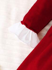 Souflis Souflis 女婴荷叶边饰荷叶袖连衣裙和帽子，圣诞节 - 酒紅色 - 查看 7