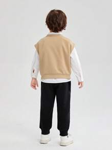 SHEIN Chàng trai trẻ Chất rắn Áo sơ mi & Khâu trên cùng Quần & Áo nỉ & Buộc - Nhiều màu - Xem 2