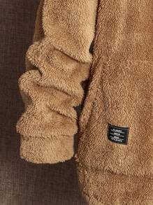 GENTILAND 宽松男士字母拼接连帽泰迪熊外套（不含 T 恤） - 駝色 - 查看 4