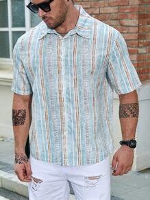 Manfinity Homme Men Plus Striped Print Shirt - Multicolor - View 5