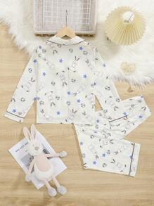 休閒 可愛動物女童（大）家居服 - 杏色 - 查看 2