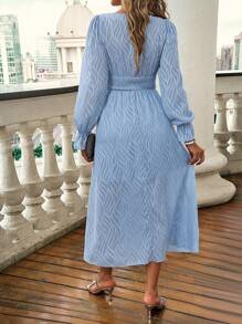 SHEIN Frenchy Vestido unicolor de muslo con abertura - Celeste - Ver 2