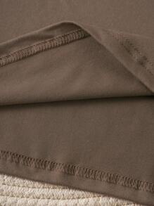 INAWLY Plus Solid V Neck Tee - Mocha Brown - View 3