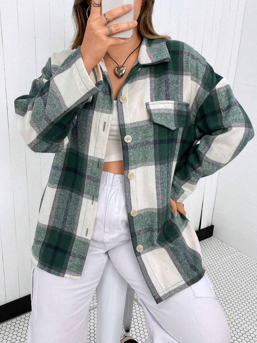 Flirla Hơn In kẻ sọc Thả vai áo - Nhiều màu - Xem 1