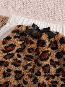 SHEIN Young Girl Letter Graphic Raglan Sleeve Sweatshirt & Bow Front Skirt - Multicolor - View 6