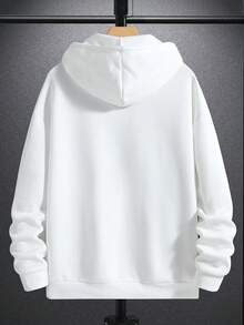 Manfinity Homme Lỏng lẻo Nam Đồ họa Gấu & khẩu hiệu Túi kangaroo Dây rút Hoodie - trắng - Xem 2