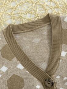 SHEIN Young Girl Geo Pattern Vest Cardigan - Multicolor - View 3