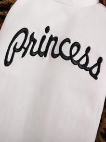 SHEIN Young Girl Letter Graphic Raglan Sleeve Sweatshirt & Bow Front Skirt - Multicolor - View 5