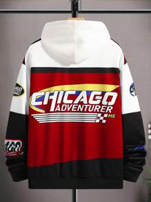 Manfinity EMRG 男士寬鬆版型字母拼接印花夾克,不帶帽子 - 彩色 - 查看 2