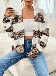 SHEIN Essnce Space Dye Drop Shoulder Cardigan - Multicolor - View 4