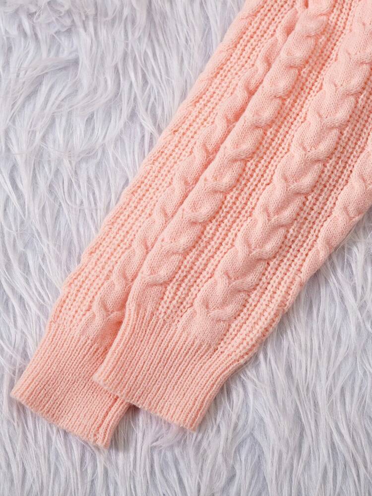 Tween Girl Cable Knit Drop Shoulder Sweater