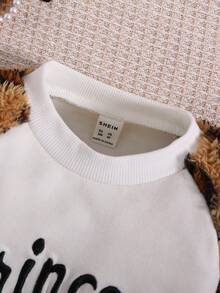 SHEIN Young Girl Letter Graphic Raglan Sleeve Sweatshirt & Bow Front Skirt - Multicolor - View 4