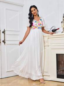 Contrast Sequin Chiffon Formal Dress