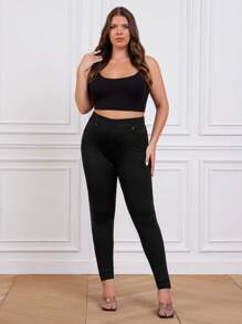 RueChic Plus Solid High Waist Leggings - Black - View 3