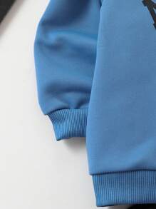 SHEIN Young Boy Letter Graphic Sweatshirt & Sweatpants Chic Outfits For Autumn/Winter - Multicolor - View 4