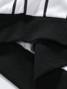 Aesthetic Post--Men Striped & Letter Graphic Drop Shoulder Thermal Lined Sweatshirt - White - View 6