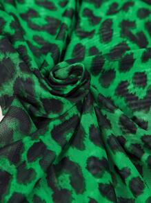 Maija 豹紋印花透視網紗上衣不附胸罩