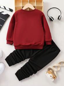 SHEIN 男小童字母圖案衛衣和衛褲 - 彩色 - 查看 2