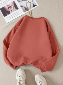 INAWLY Solid Thermal Lined Sweatshirt Graduation,Back To School Outfits,Graduation,Teacher Outfits For Women,Back To School Pullover Fall Outfit - Rusty Rose - View 2