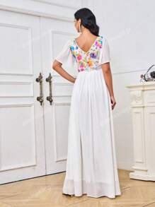 Contrast Sequin Chiffon Formal Dress