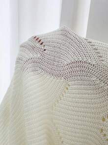 Flirla Plus Pointelle Knit Drop Shoulder Cardigan - White - View 10