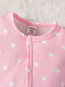 SHEIN Valentine's Day All-Over Heart Print Cap Sleeve Footed Baby Romper Set, Multi-Piece Assortment - Multicolor - View 4