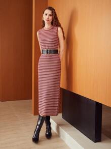 MOTF PREMIUM Sọc Giữa chiều dài Đầm Áo len Không có thắt lưng - Nhiều màu - Xem 6