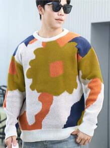 Manfinity Hypemode Men Color Block Drop Shoulder Sweater - Multicolor - View 3